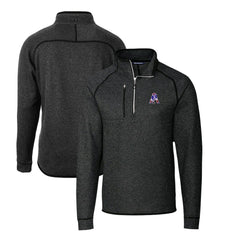 New England Patriots Cutter & Buck Mainsail Sweater-Knit Big & Tall Half-Zip Pullover Jacket Heather Charcoal