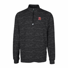Tampa Bay Buccaneers Cutter & Buck Throwback Logo Big & Tall Traverse Camo Print Stretch Quarter-Zip Pullover Top Black