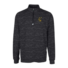Pittsburgh Steelers Cutter & Buck Throwback Logo Big & Tall Traverse Camo Print Stretch Quarter-Zip Pullover Top Black