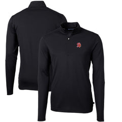 Tampa Bay Buccaneers Cutter & Buck Throwback Logo Virtue Eco Pique Recycled Quarter-Zip Big & Tall Pullover Top Black