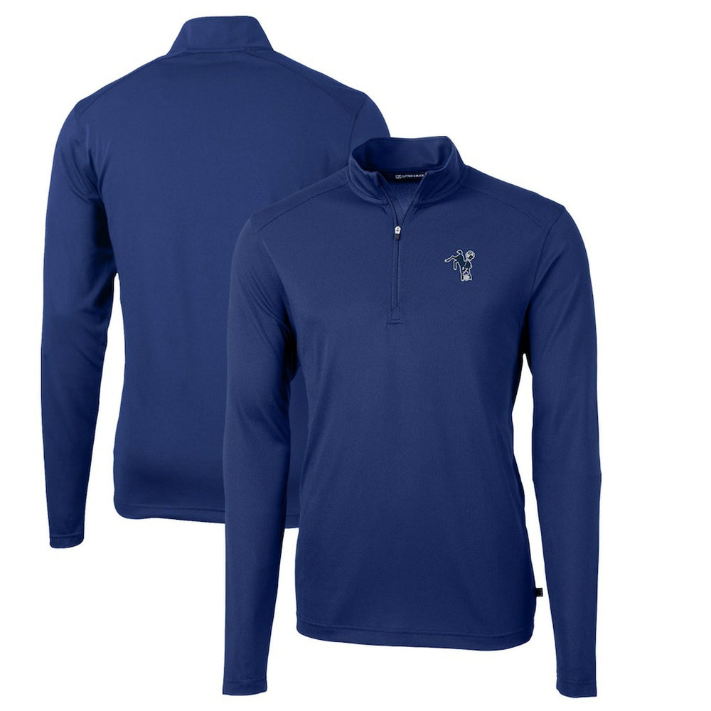 Indianapolis Colts Cutter & Buck Throwback Logo Virtue Eco Pique Recycled Quarter-Zip Big & Tall Pullover Top Royal
