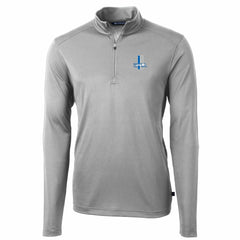 Detroit Lions Cutter & Buck Throwback Logo Virtue Eco Pique Recycled Quarter-Zip Big & Tall Pullover Top Gray