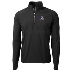New England Patriots Cutter & Buck Adapt Eco Knit Hybrid Recycled Quarter-Zip Throwback Pullover Top Black
