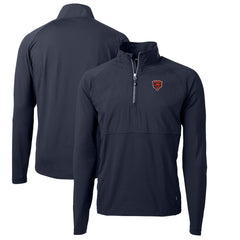 Chicago Bears Cutter & Buck Adapt Eco Knit Hybrid Recycled Quarter-Zip Throwback Pullover Top Navy