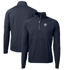 Los Angeles Chargers Cutter & Buck Adapt Eco Knit Hybrid Recycled Quarter-Zip Throwback Pullover Top Navy