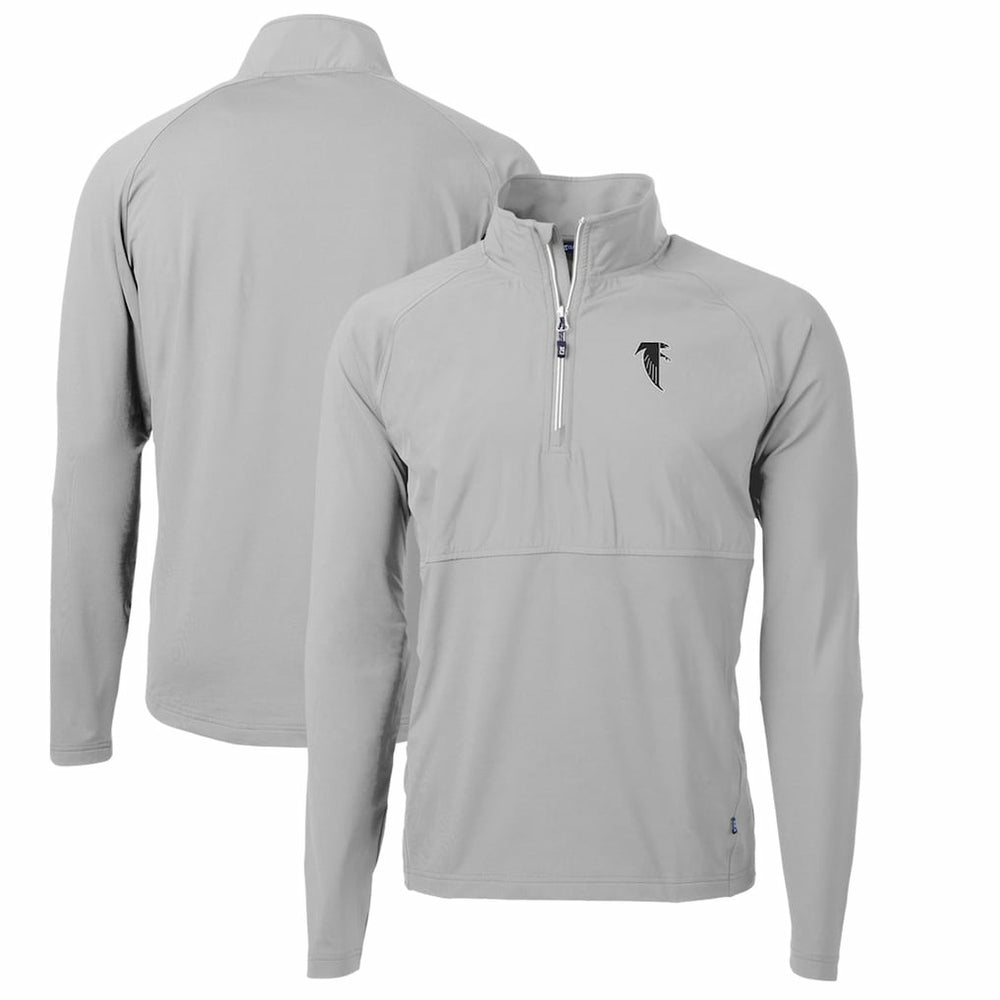 Atlanta Falcons Cutter & Buck Adapt Eco Knit Hybrid Recycled Quarter-Zip Throwback Pullover Top Gray