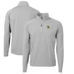 Green Bay Packers Cutter & Buck Adapt Eco Knit Hybrid Recycled Quarter-Zip Throwback Pullover Top Gray