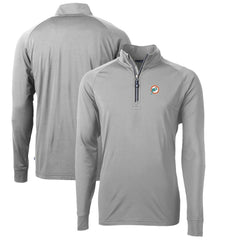 Miami Dolphins Cutter & Buck Adapt Eco Knit Stretch Recycled Quarter-Zip Throwback Pullover Top Gray