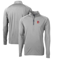 Denver Broncos Cutter & Buck Adapt Eco Knit Stretch Recycled Quarter-Zip Throwback Pullover Top Gray