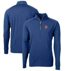 Denver Broncos Cutter & Buck Adapt Eco Knit Stretch Recycled Quarter-Zip Throwback Pullover Top Royal