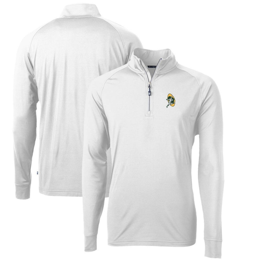 Green Bay Packers Cutter & Buck Adapt Eco Knit Stretch Recycled Quarter-Zip Throwback Pullover Top White