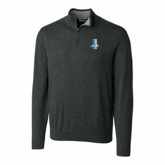 Detroit Lions Cutter & Buck Throwback Logo Lakemont Tri-Blend Quarter-Zip Pullover Sweater Heather Charcoal