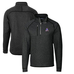 New England Patriots Cutter & Buck Throwback Logo Mainsail Sweater-Knit Half-Zip Pullover Jacket Heather Charcoal