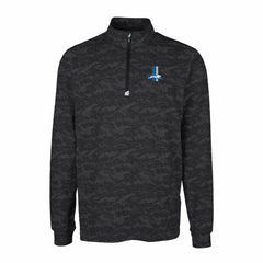 Detroit Lions Cutter & Buck Throwback Logo Traverse Camo Print Stretch Quarter-Zip Pullover Top Black