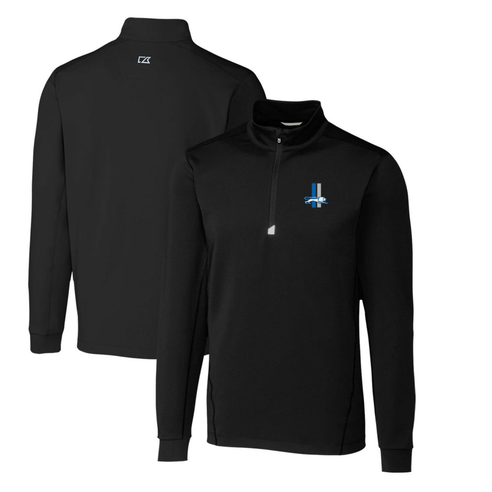 Detroit Lions Cutter & Buck Throwback Logo Traverse Stretch Quarter-Zip Pullover Top Black