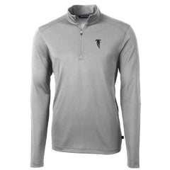 Atlanta Falcons Cutter & Buck Throwback Logo Virtue Eco Pique Recycled Quarter-Zip Pullover Top Gray