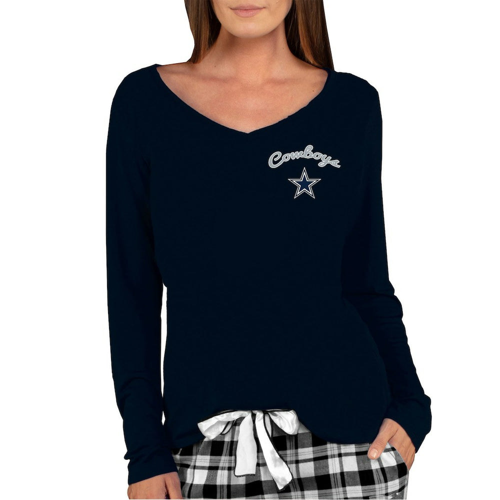 Dallas Cowboys Concepts Sport Women's Marathon Knit Long Sleeve Lightweight V-Neck Lounge Top Navy