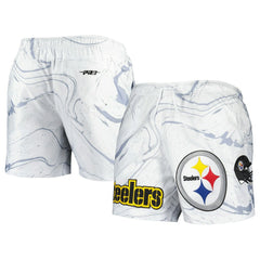 Pittsburgh Steelers Pro Standard Allover Marble Print Shorts White