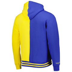 Golden State Warriors Hardwood Classics Split Pullover Hoodie for sale Royal/Gold | Mitchell & Ness