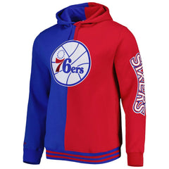 Philadelphia 76ers Hardwood Classics Split Pullover Hoodie Royal/Red | Mitchell & Ness