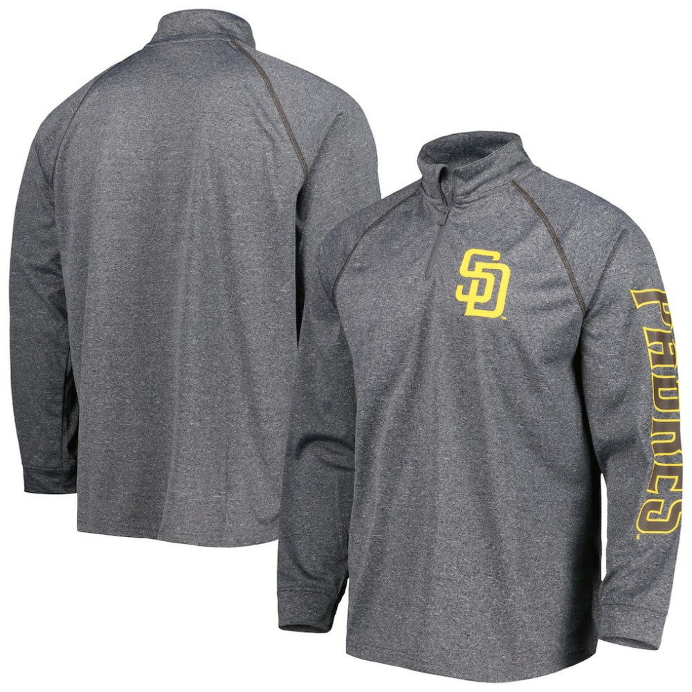 San Diego Padres Stitches Wordmark Raglan Quarter-Zip Top - Heather Gray - MLB Online