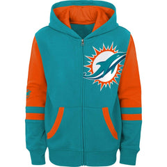 Miami Dolphins Youth Colorblock Full-Zip Hoodie Aqua