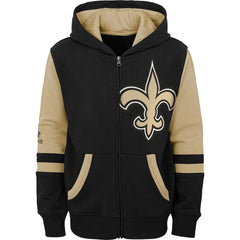 New Orleans Saints Youth Colorblock Full-Zip Hoodie Black
