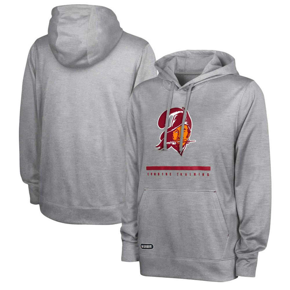 Tampa Bay Buccaneers Grid Drill Streak Fleece Pullover Hoodie Heather Gray