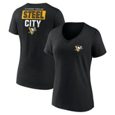 Pittsburgh Penguins Women's Territorial V-Neck T-Shirt - Black - NHL 5194612
