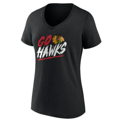 Chicago Blackhawks Women's Proclamation V-Neck T-Shirt - Black - NHL 5195064