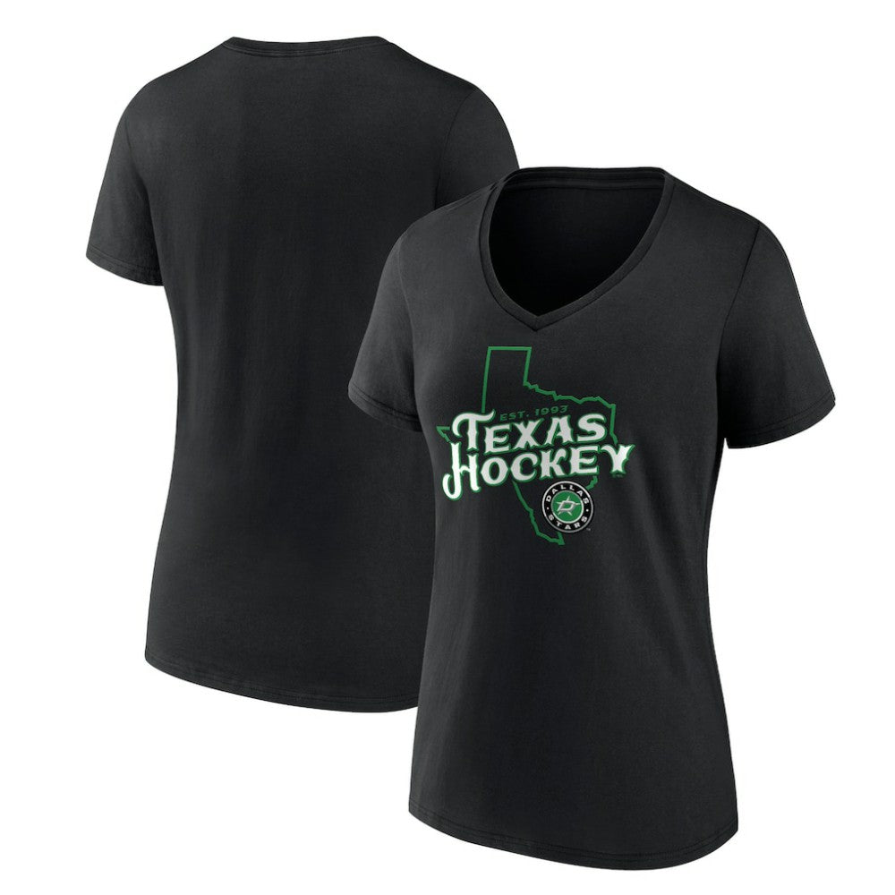 Dallas Stars Women's Represent V-Neck T-Shirt - Black - NHL 5195441