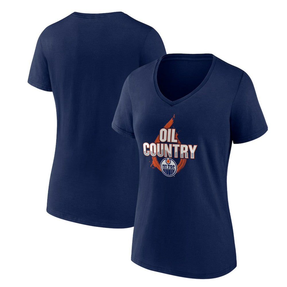 Edmonton Oilers Women's Represent V-Neck T-Shirt - Navy - NHL 5195447