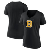 Boston Bruins Women's Alternate Logo V-Neck T-Shirt - Black - NHL 5196933