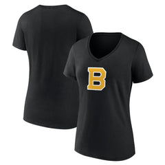 Boston Bruins Women's Alternate Logo V-Neck T-Shirt - Black - NHL 5196933
