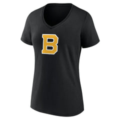 Boston Bruins Women's Alternate Logo V-Neck T-Shirt - Black - NHL 5196933