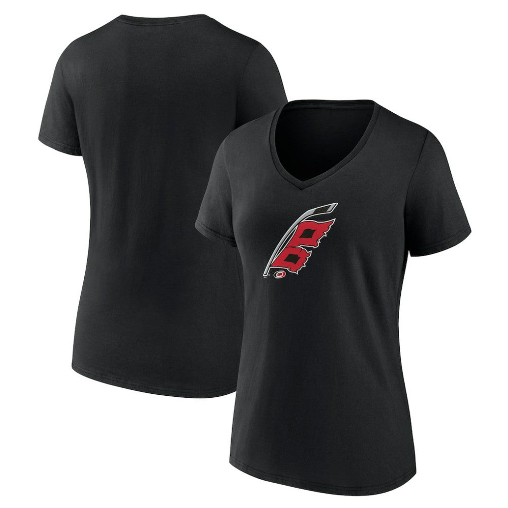 Carolina Hurricanes Women's Alternate Logo V-Neck T-Shirt - Black - NHL 5196934