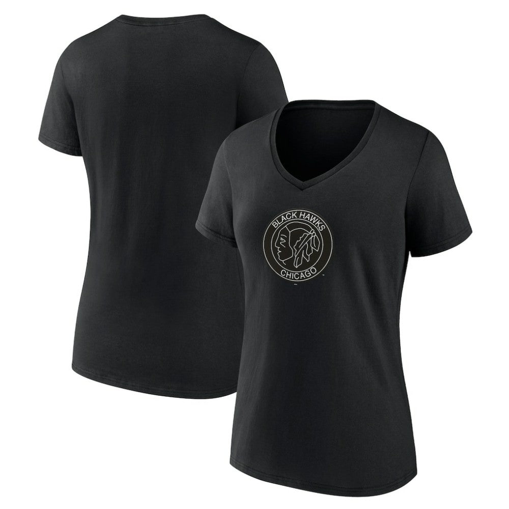 Chicago Blackhawks Women's Alternate Logo V-Neck T-Shirt - Black - NHL 5196935