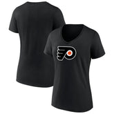 Philadelphia Flyers Women's Alternate Logo V-Neck T-Shirt - Black - NHL 5196946