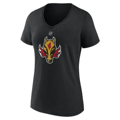Calgary Flames Women's Alternate Logo V-Neck T-Shirt - Black - NHL 5197027