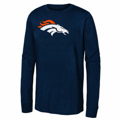Denver Broncos Youth Primary Logo Long Sleeve T-Shirt Navy
