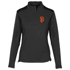 San Francisco Giants Levelwear Women's Daybreak Quarter-Zip Pullover Top - Black - MLB Lifestyle