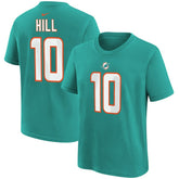 Nike Tyreek Hill Miami Dolphins Youth Player Name & Number T-Shirt Aqua