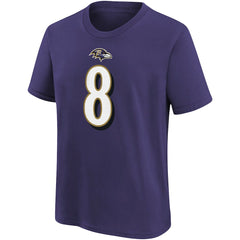 Nike Lamar Jackson Baltimore Ravens Youth Player Name & Number T-Shirt Purple