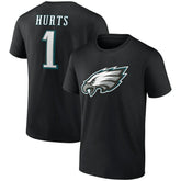 Jalen Hurts Philadelphia Eagles Icon Player Name & Number T-Shirt Black