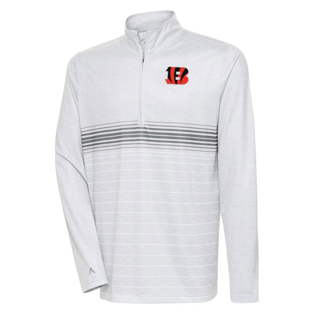 Cincinnati Bengals Antigua Bullseye Quarter-Zip Pullover Top Heather Gray/Steel