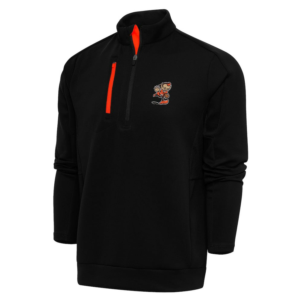 Cleveland Browns Antigua Team Logo Generation Quarter-Zip Pullover Jacket Black