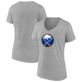 Buffalo Sabres Women's Primary Logo Team V-Neck T-Shirt - Heather Gray - NHL 5221151