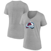 Colorado Avalanche Women's Primary Logo Team V-Neck T-Shirt - Heather Gray - NHL 5221154