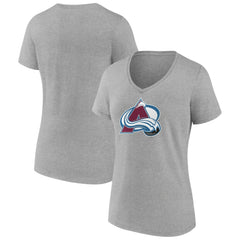 Colorado Avalanche Women's Primary Logo Team V-Neck T-Shirt - Heather Gray - NHL 5221154