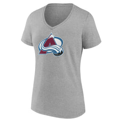 Colorado Avalanche Women's Primary Logo Team V-Neck T-Shirt - Heather Gray - NHL 5221154